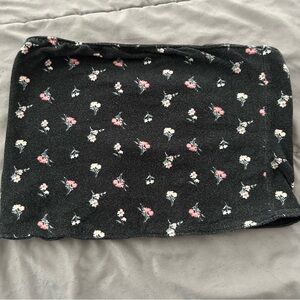 Floral Black Tube Crop Top